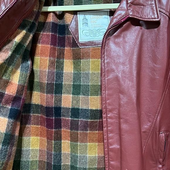 Vintage London Fog Mens Leather Jacket Full Zip Collared Pockets‎ Brown Size 44 - Picture 5 of 12